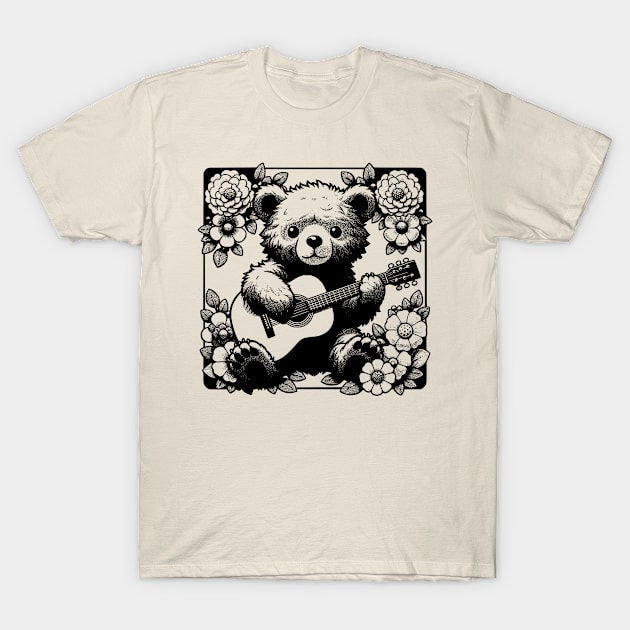 Bear Playing Guitar T-Shirt by DeeJaysDesigns